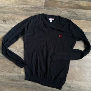 True Religion V-Neck Sweater in Black